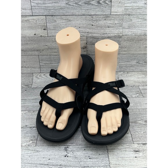 Teva Women's Olowahu Thong Sandals Black Comfortable Walking Casual Size 10 - Picture 1 of 13